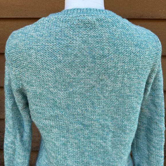 Forever 21 Womens Cable Knit Sweater Aqua Green Size S Ribbed Hem & Cuffs - Picture 7 of 8